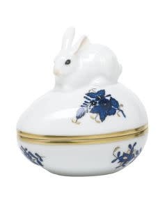 Herend Egg Bonbon With Bunny | 3in Chinese Bouquet Black Sapphire