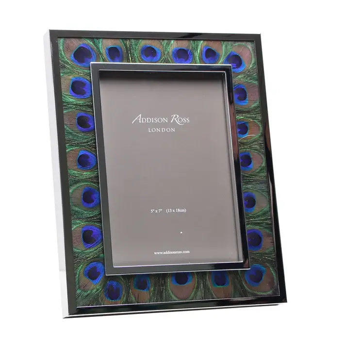 Silver Plate Peacock Feather Picture Frame | 5x7in