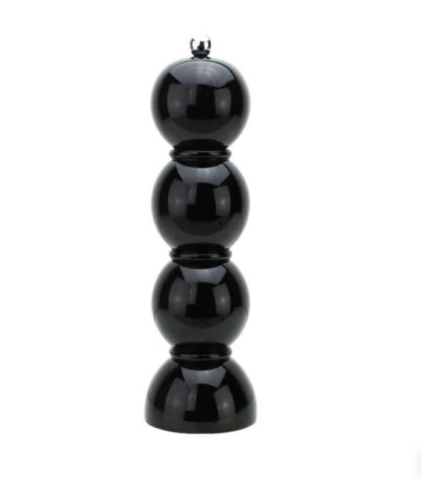 Bobbin Wood Lacquer Salt or Pepper Mill Grinder | 9.5in Black