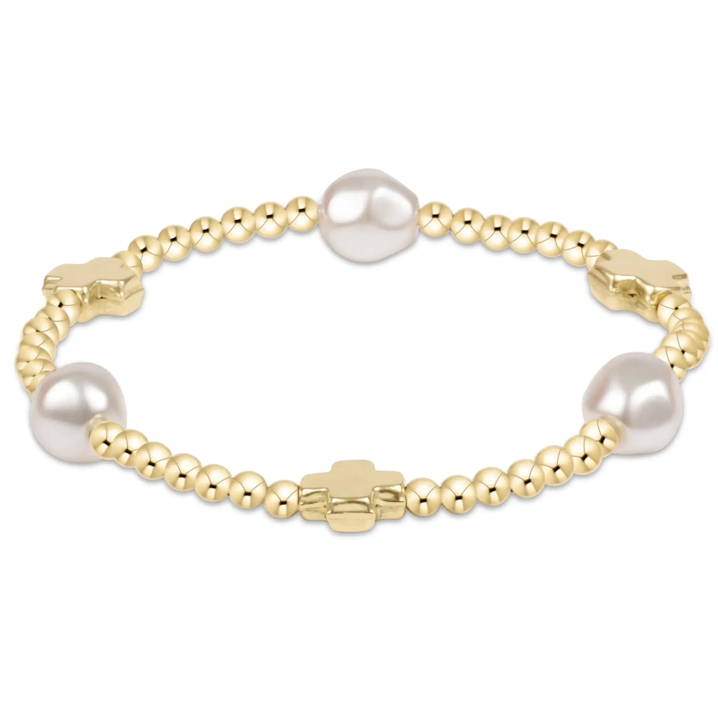 eNewton Signature Cross Admire 3mm Bead Bracelet | Pearl