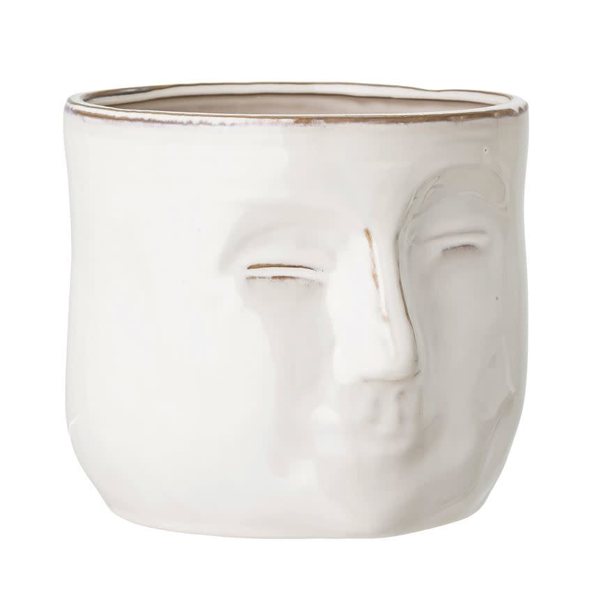 Stoneware Cream Face Planter Large