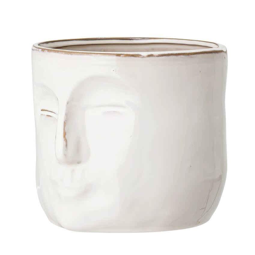 Stoneware Cream Face Planter Large