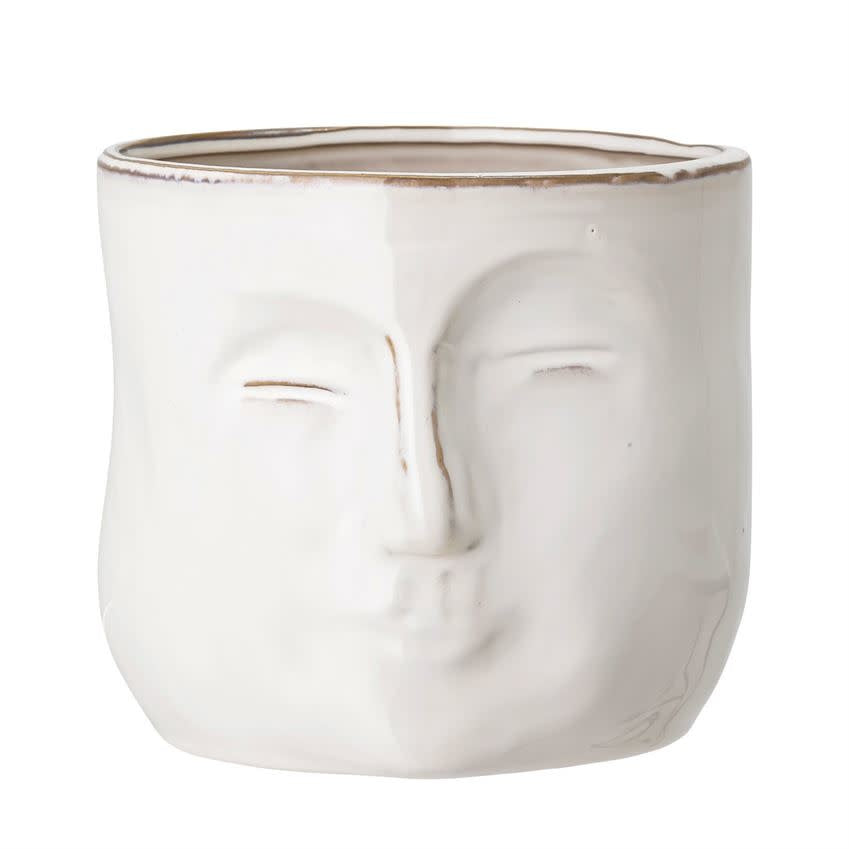 Stoneware Cream Face Planter Large