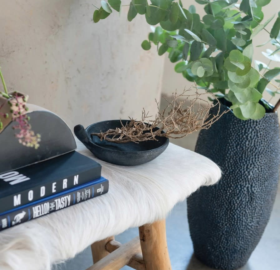 Terra Cotta Decorative Bowl | Handmade Black 8.75in