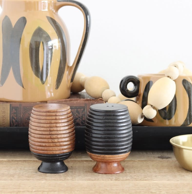 Mango Wood Salt + Pepper Set | Black Wood