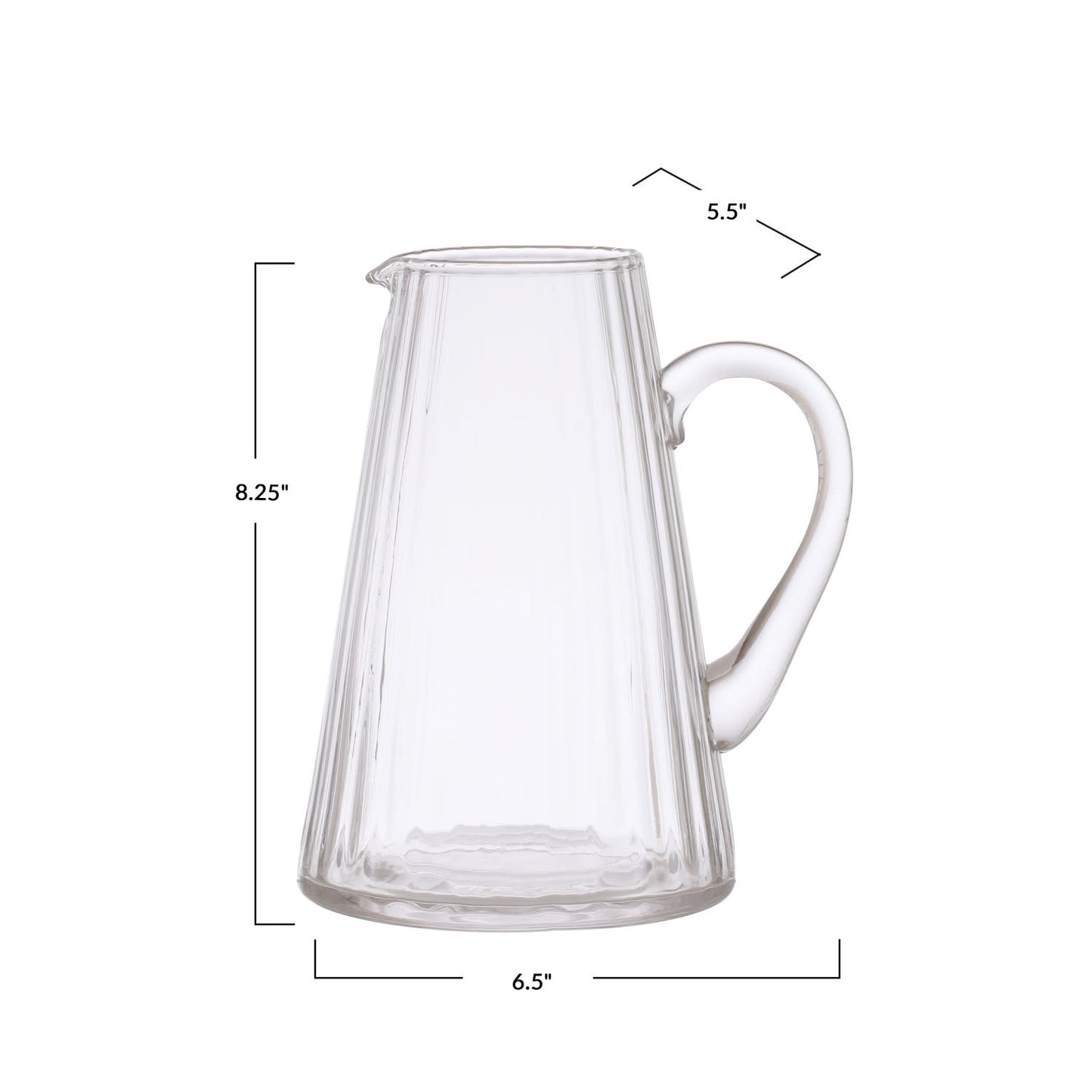 Classic Ribbed Glass Pitcher | 60oz