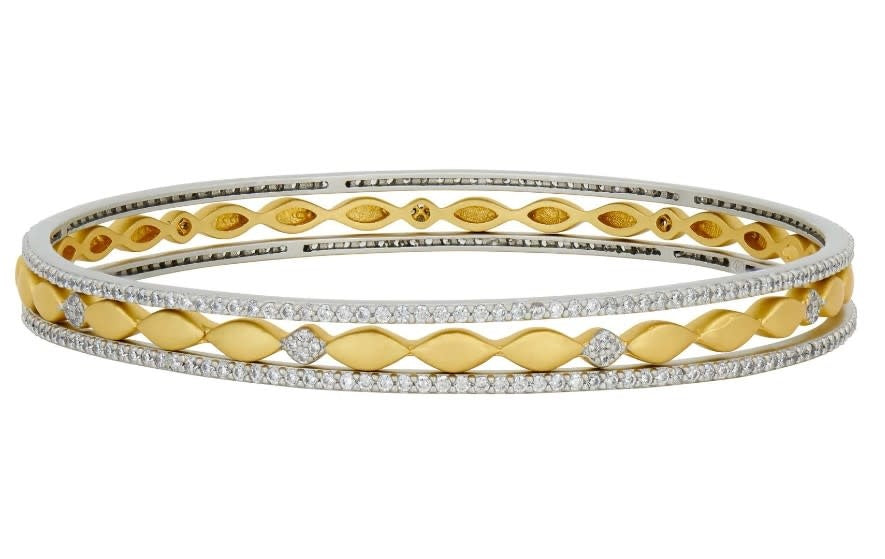 Petals and Pave 3-stack slide on Bangles