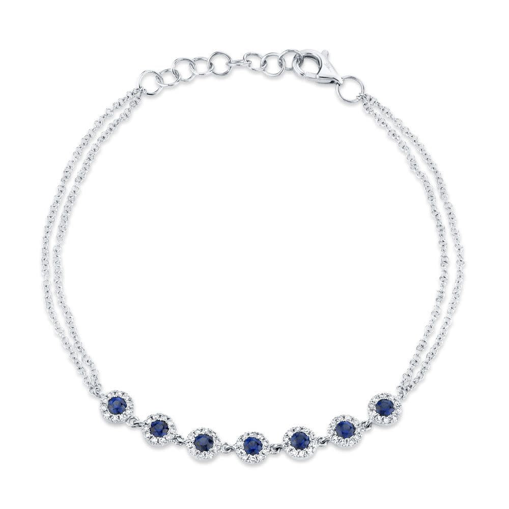 0.21Ct Diamond & 0.53Ct Blue Sapphire 14K WG Bracelet