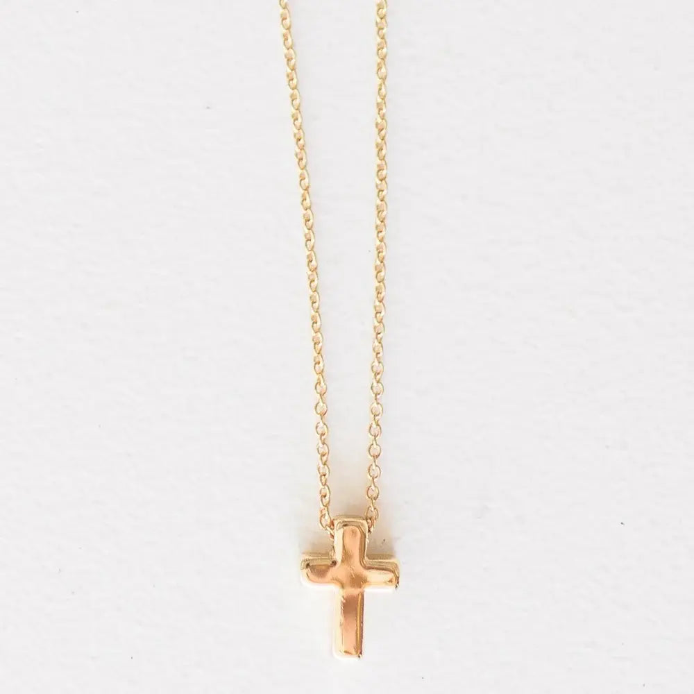 Anniston Simple Small Gold Cross Necklace | 16in + 2in Ext