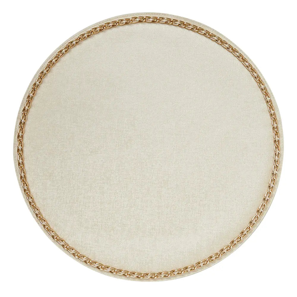 Chain Trim Vinyl Placemats Set of 4 |Bronze with Gold Trim 16in Round
