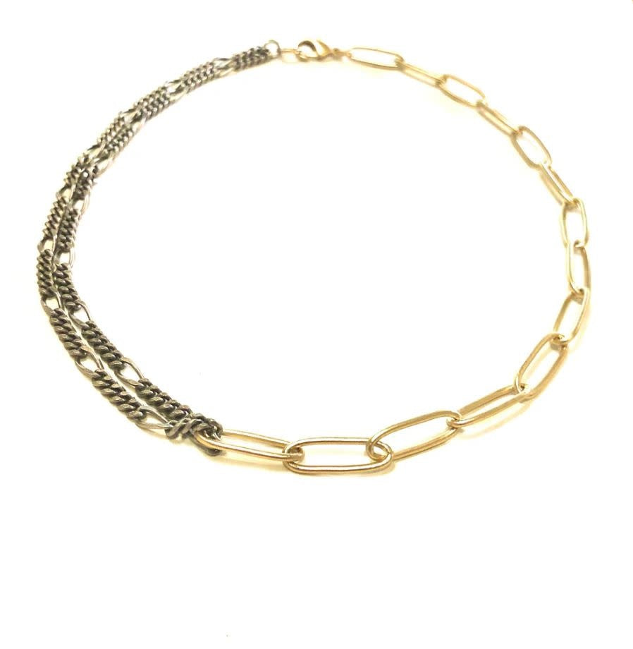 Apollo Two-Tone Paperclip Necklace | Silver + Gold