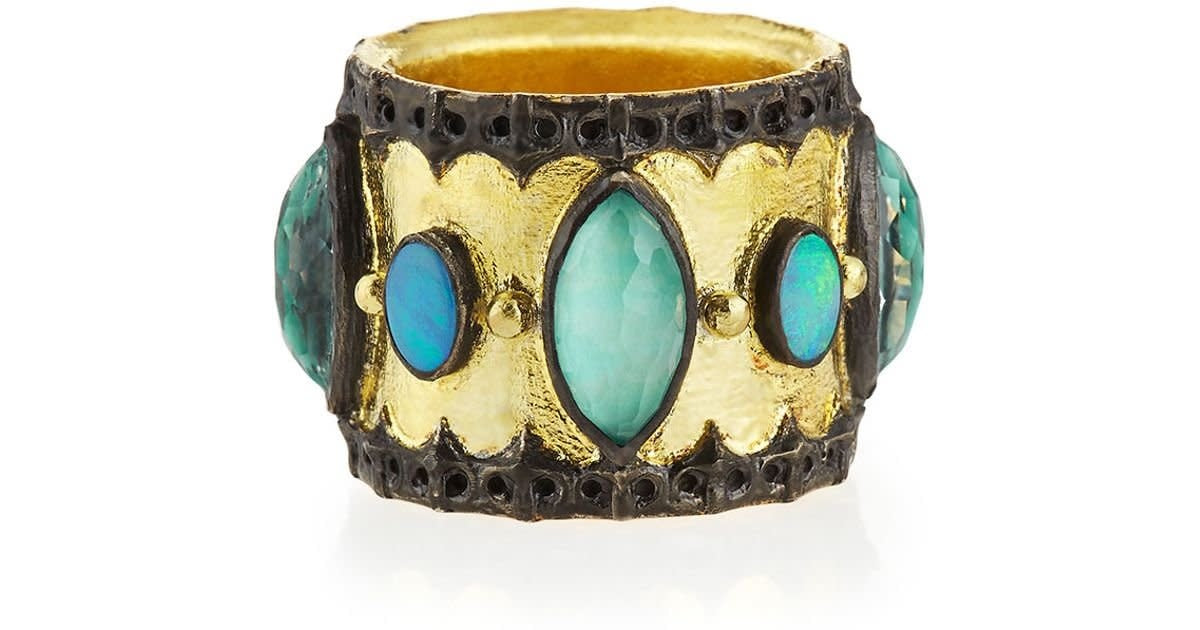 Scalloped Cigar Band Ring Opal
