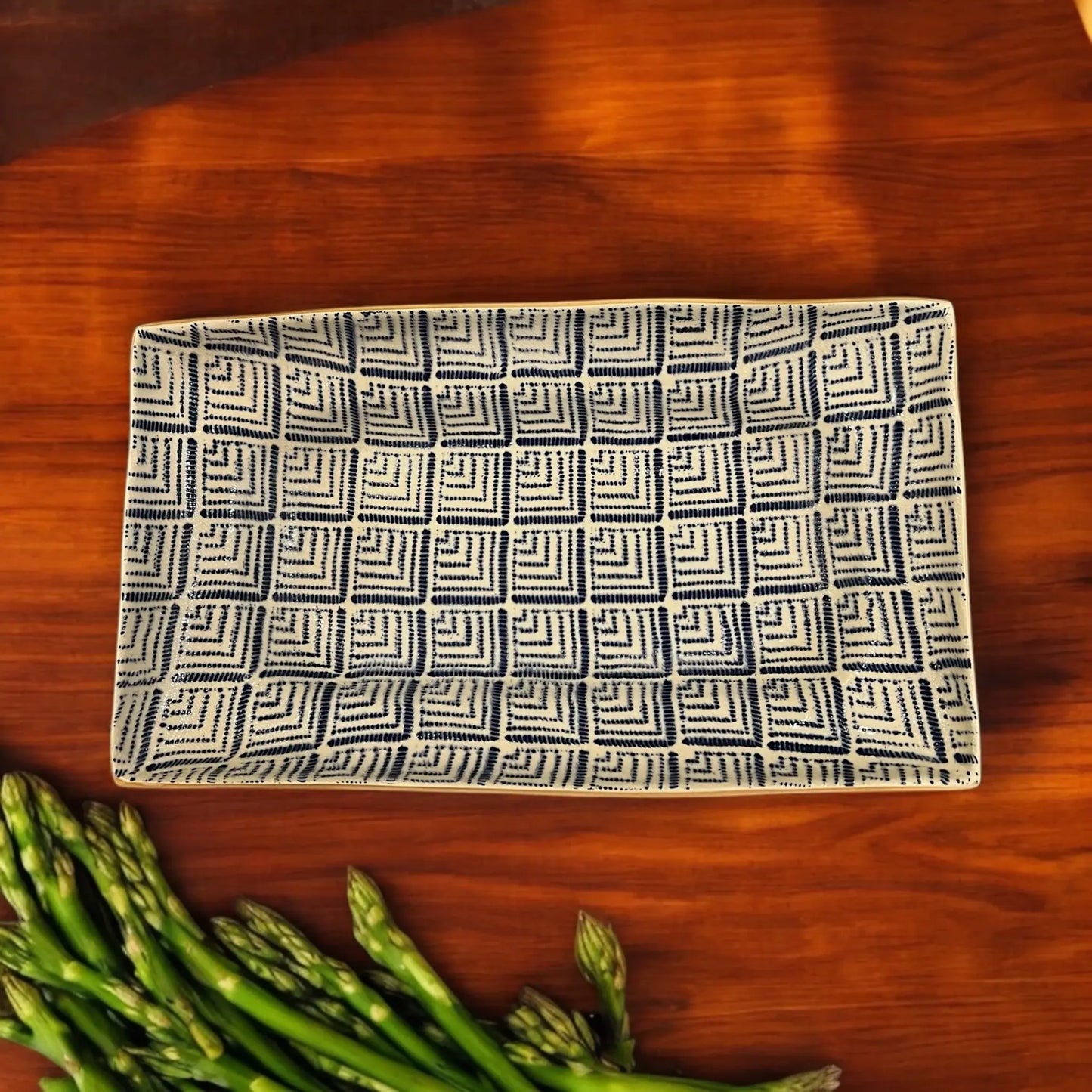 Terrafirma Ceramics Asparagus Platter | 14.5x8in Deco Cobalt