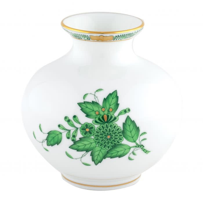 Herend Round Vase | 4.5in Chinese Bouquet Green