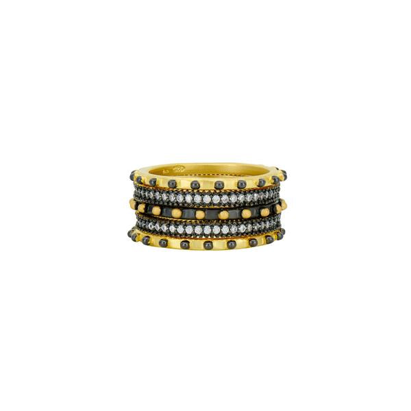 West Point 14k Gold & Rhodium 5-Stack Ring