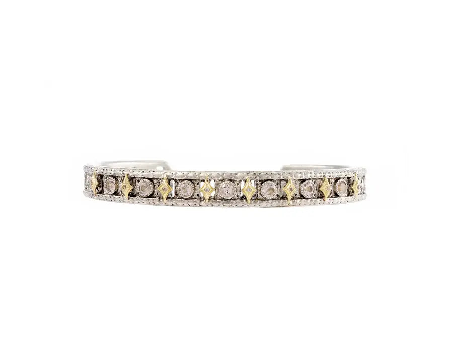 New World Carved Cuff Bracelet with Morganite