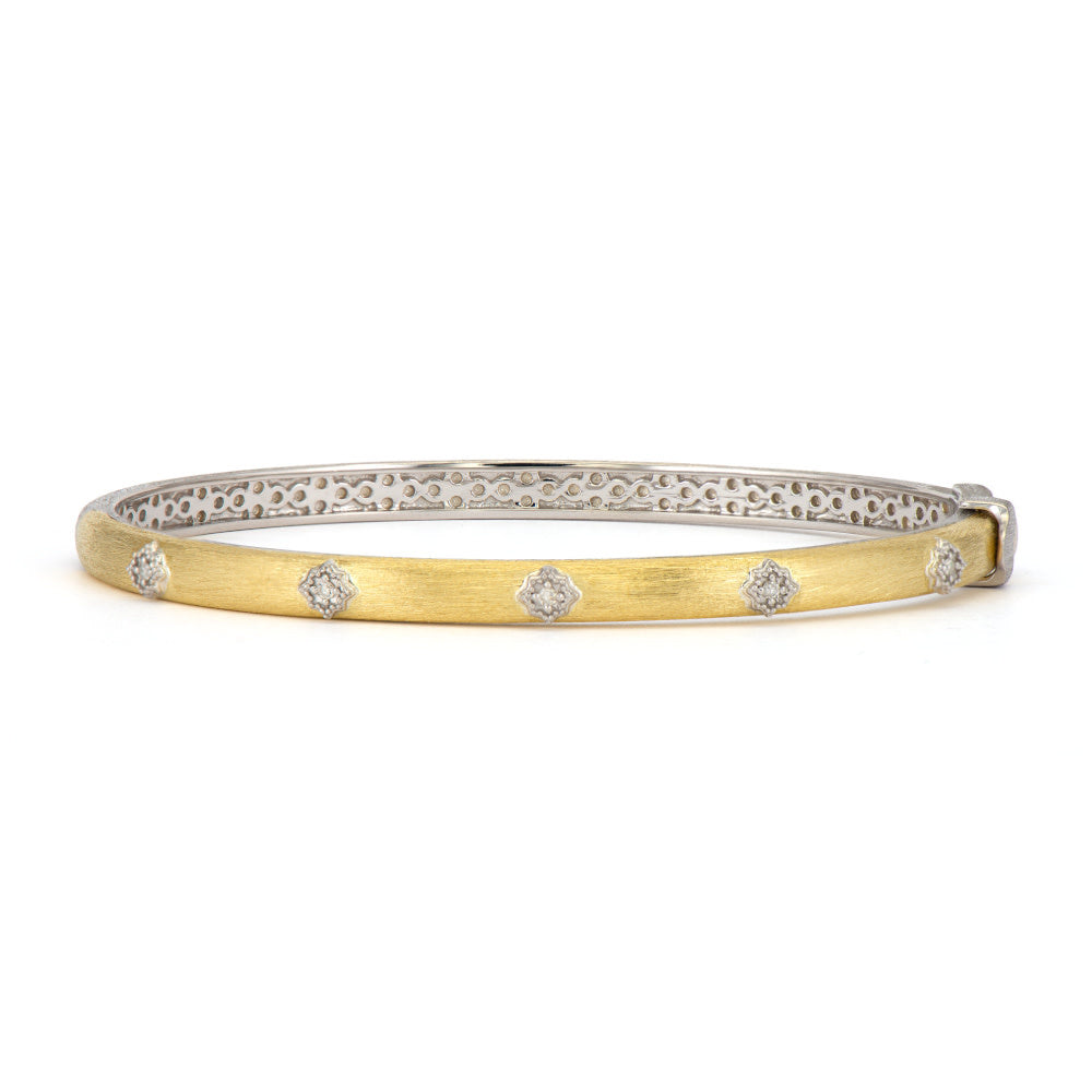 Gold Diamond Quatrefoil Bangle
