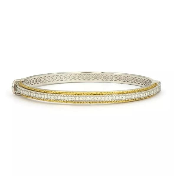 Mixed Metal Pave Woven Rope Bangle