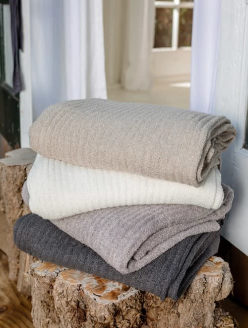 Barefoot Dreams Throw Blanket Pearl Cozychic Lite Ribbed