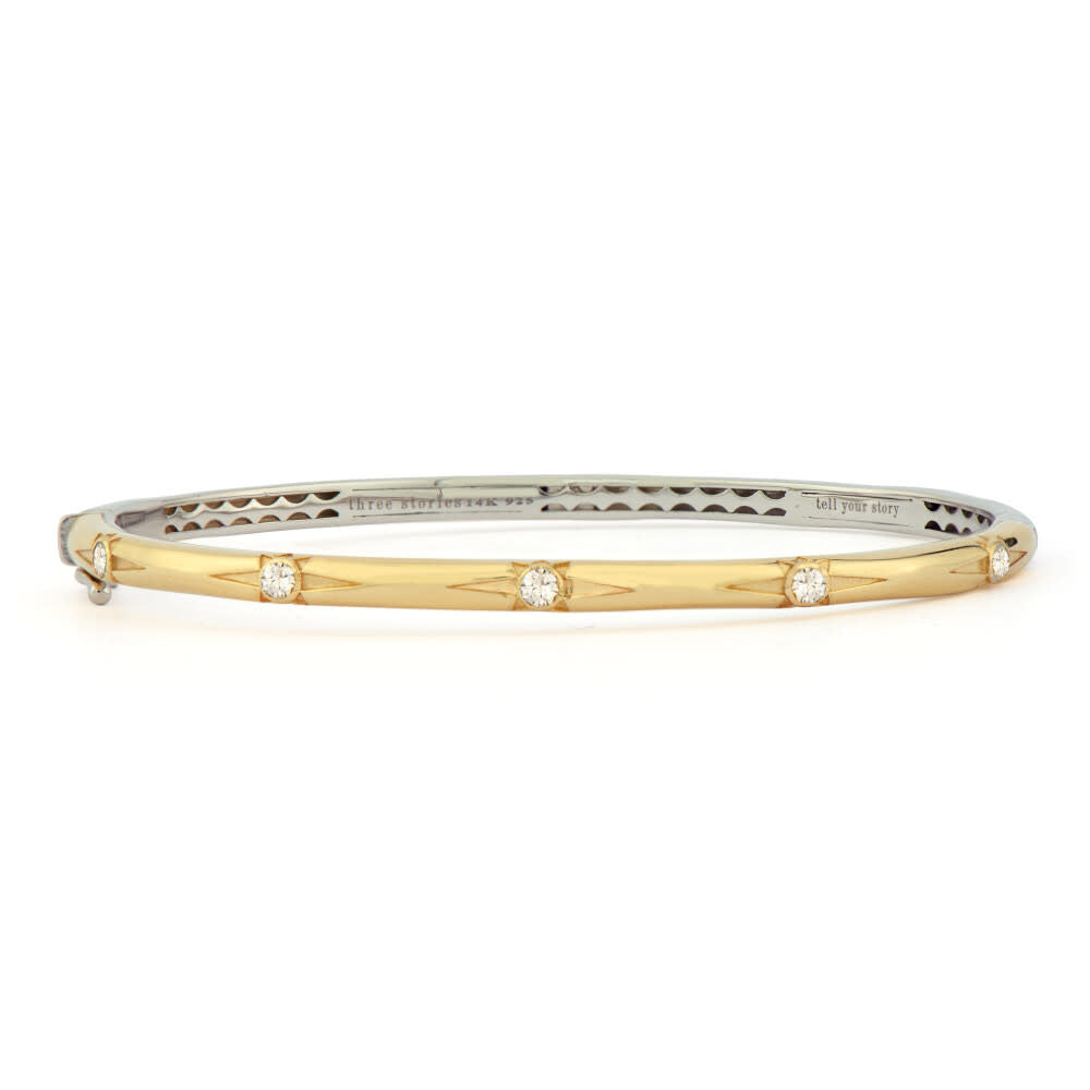 Starburst Diamond Bangle Bracelet | .34c 14k + 925