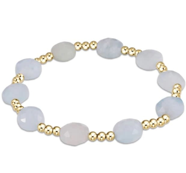eNewton Admire Gold 3mm Bead Bracelet | Aquamarine
