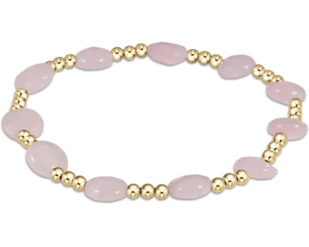 Admire Gold 3mm Bead Bracelet - Rose Quartz