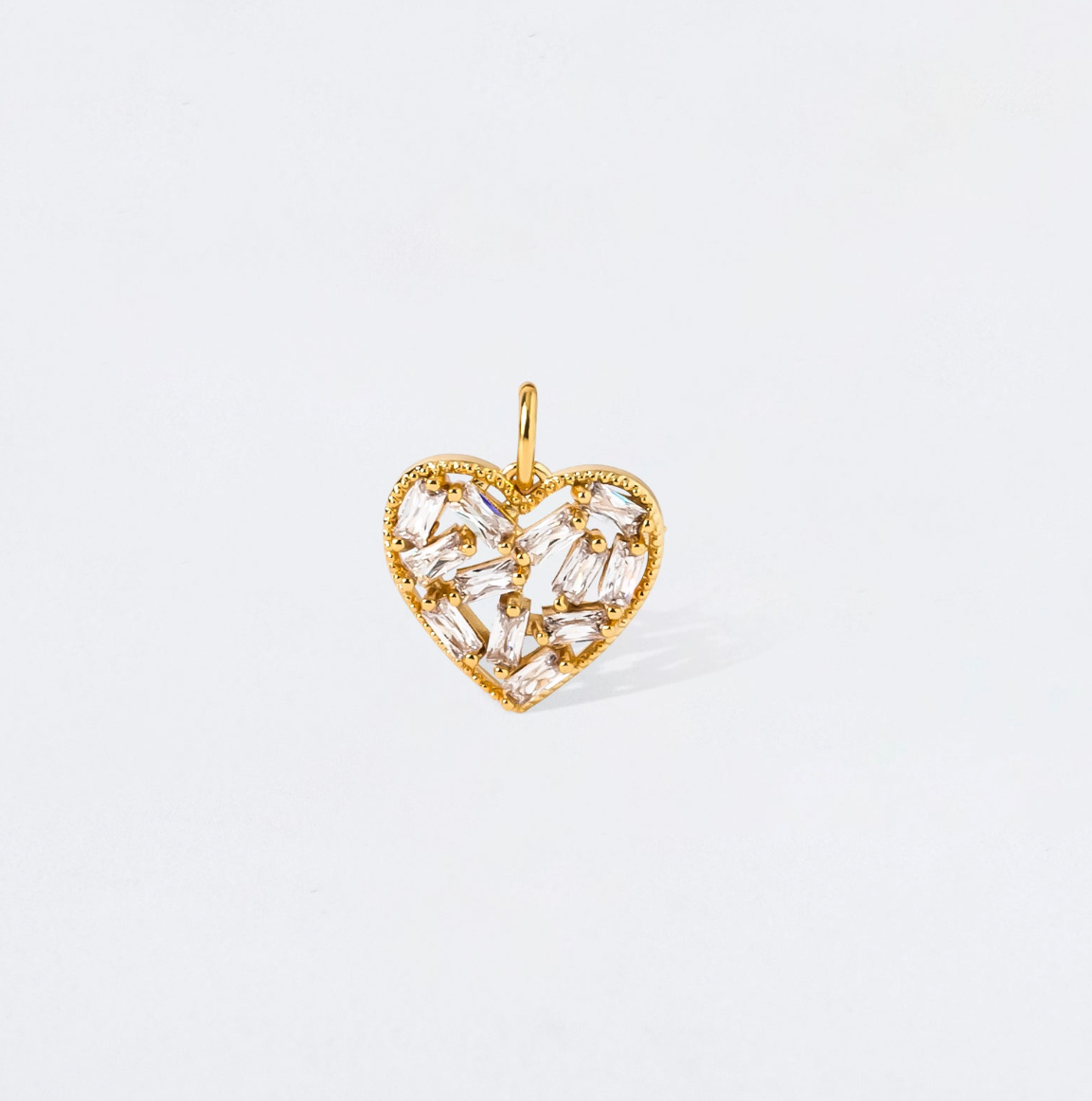 Baguette Crystal Heart Charm Pendant