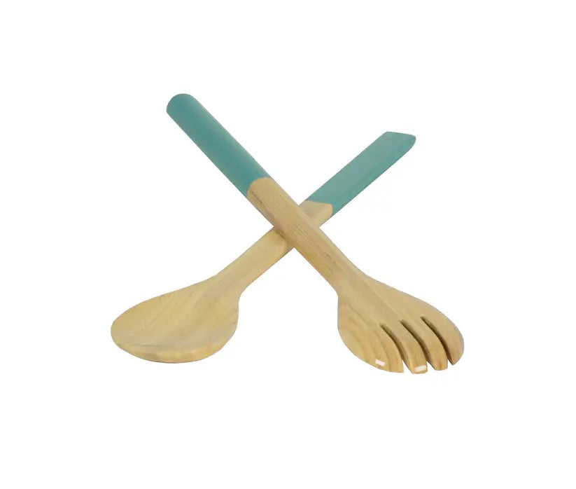 Bamboo Classic Salad Server Set | 14.7in Light Blue