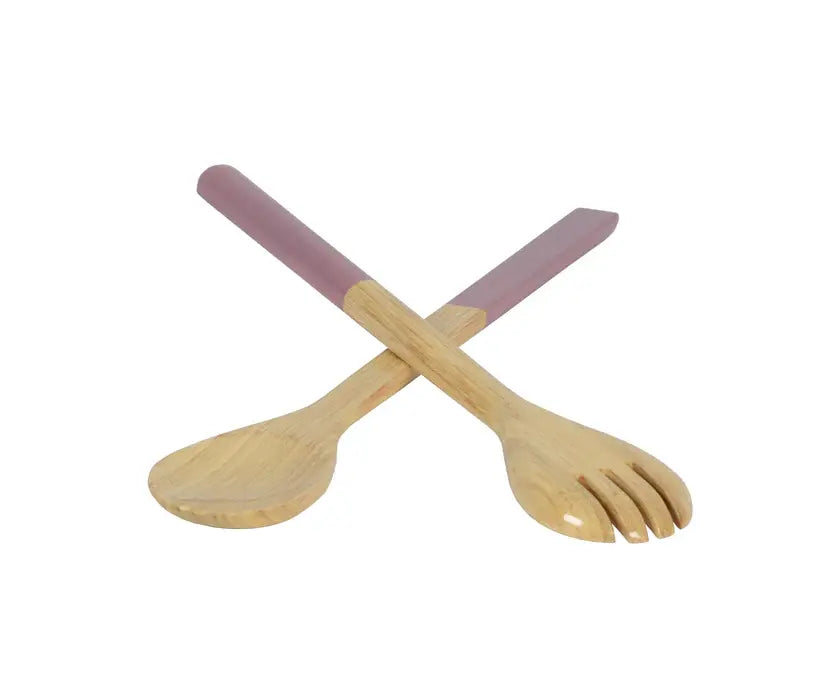 Bamboo Classic Salad Server Set | 14.7in Mauve