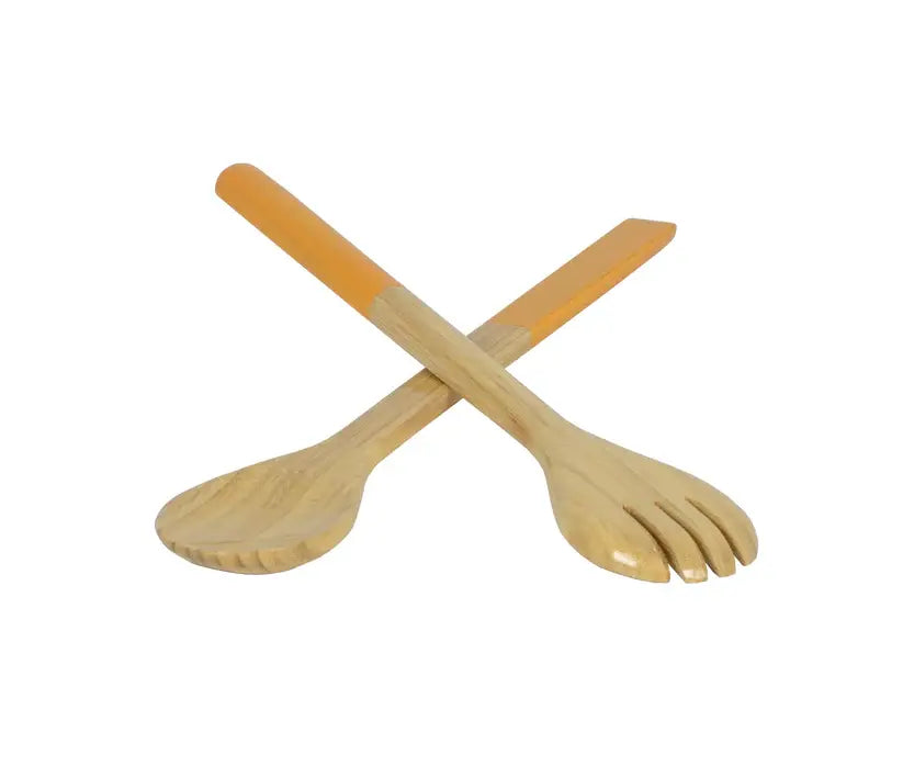 Bamboo Classic Salad Server Set | 14.6in Yellow