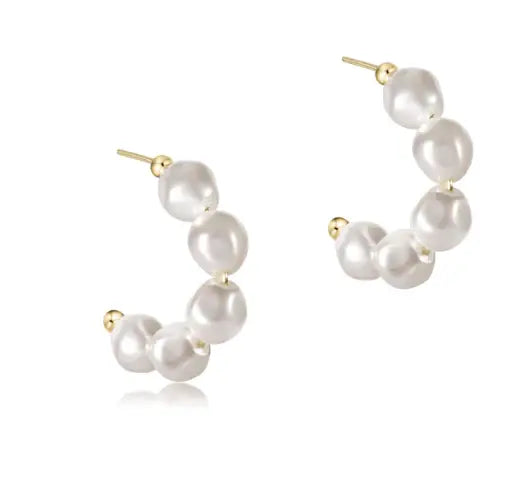 Beaded Admire Post Hoop | 1in Pearl