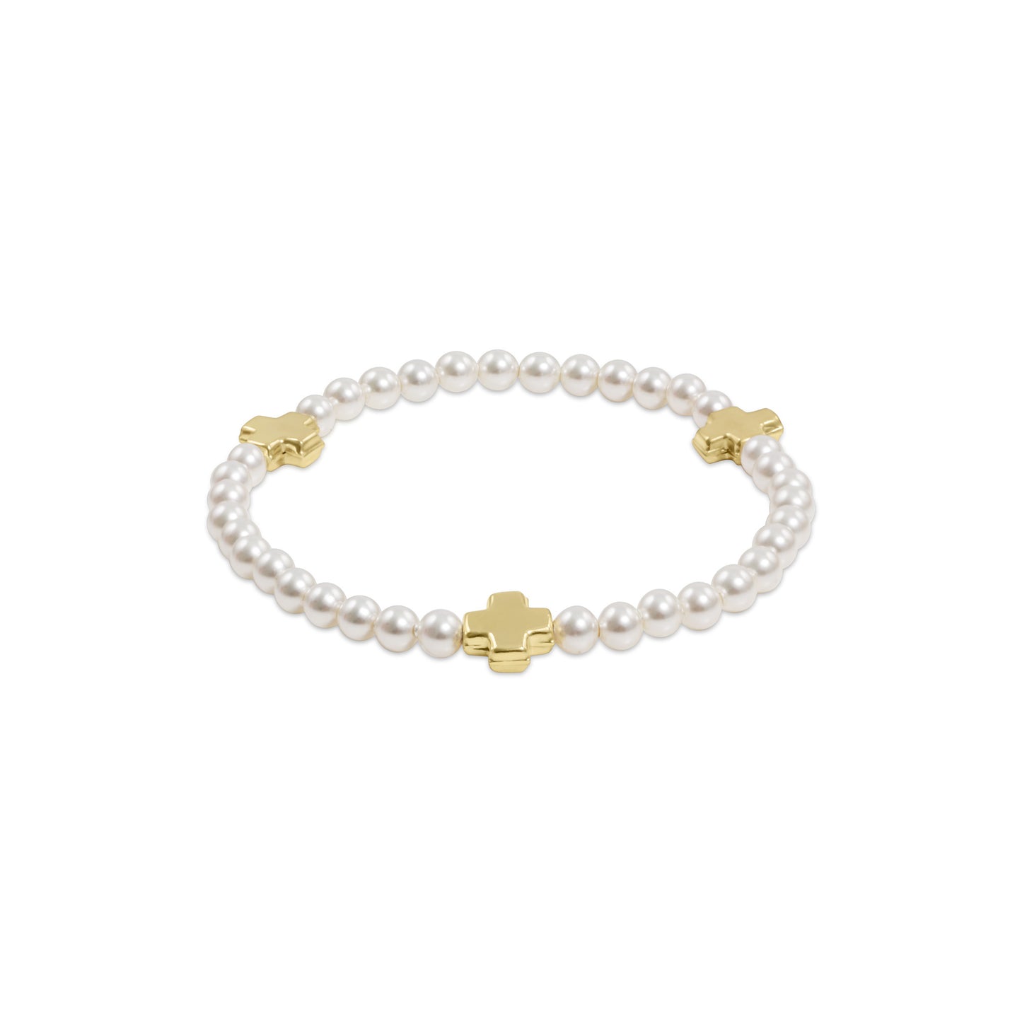 eNewton Extends Classic Pearl + Signature Cross 4mm Bead Bracelet