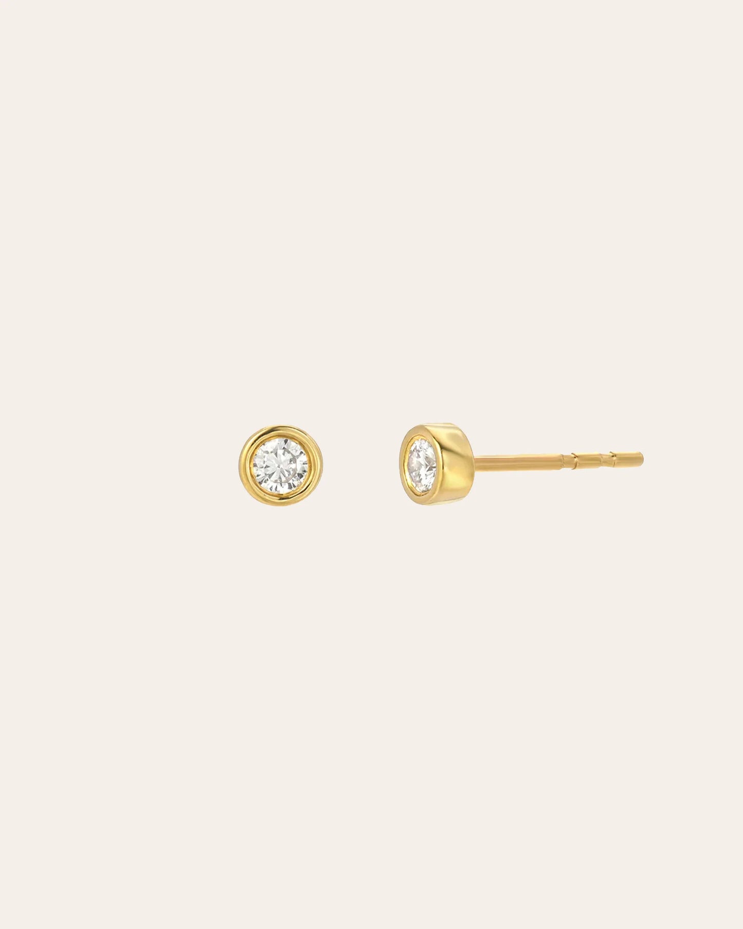 14K Gold Bezel Stud Earrings