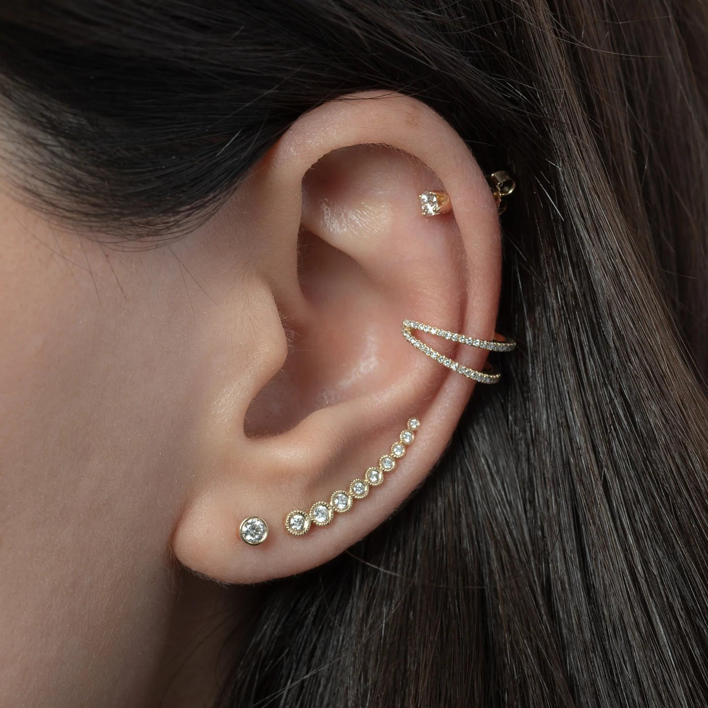 14K Gold Bezel Stud Earrings
