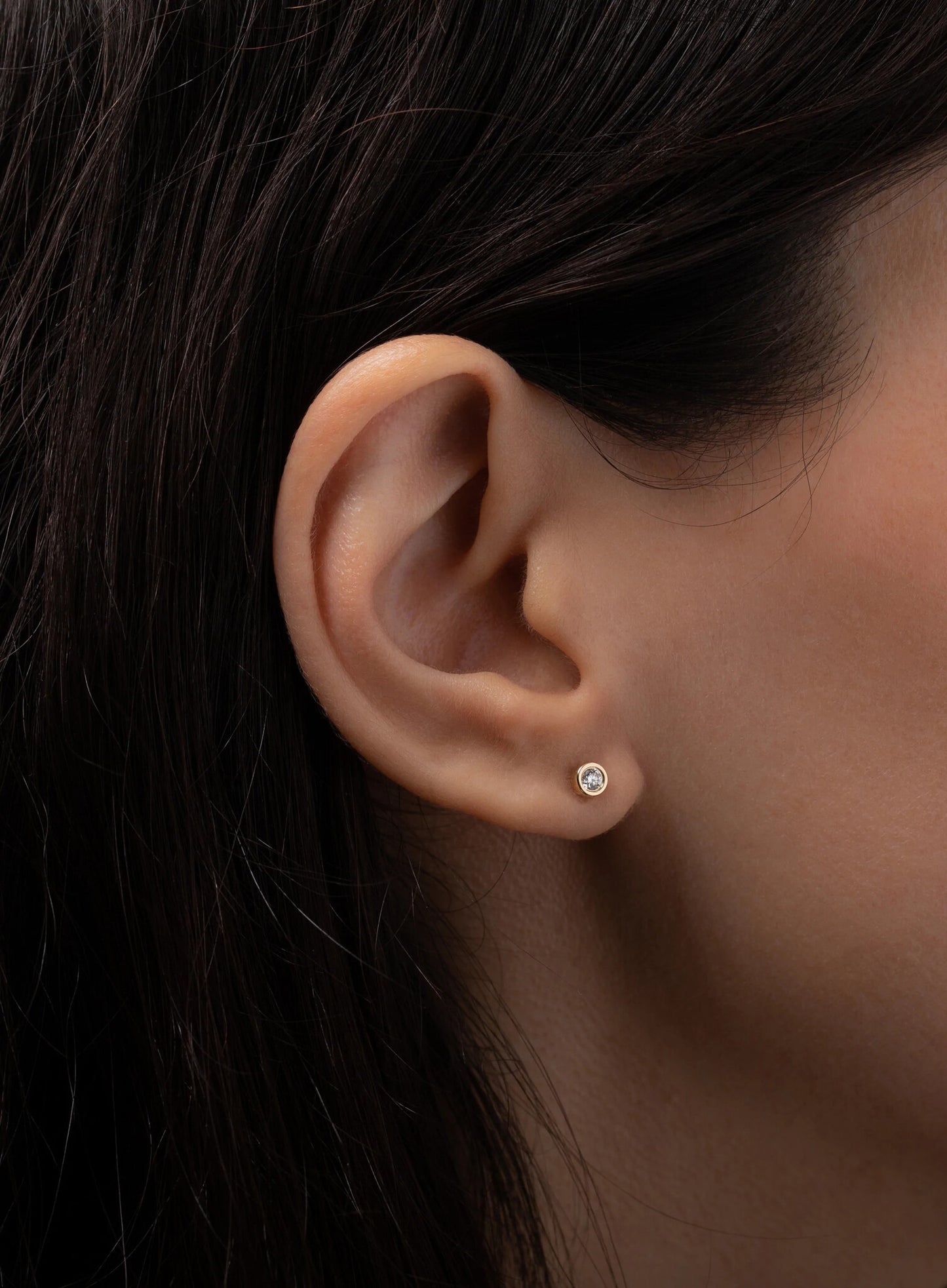 14K Gold Bezel Stud Earrings
