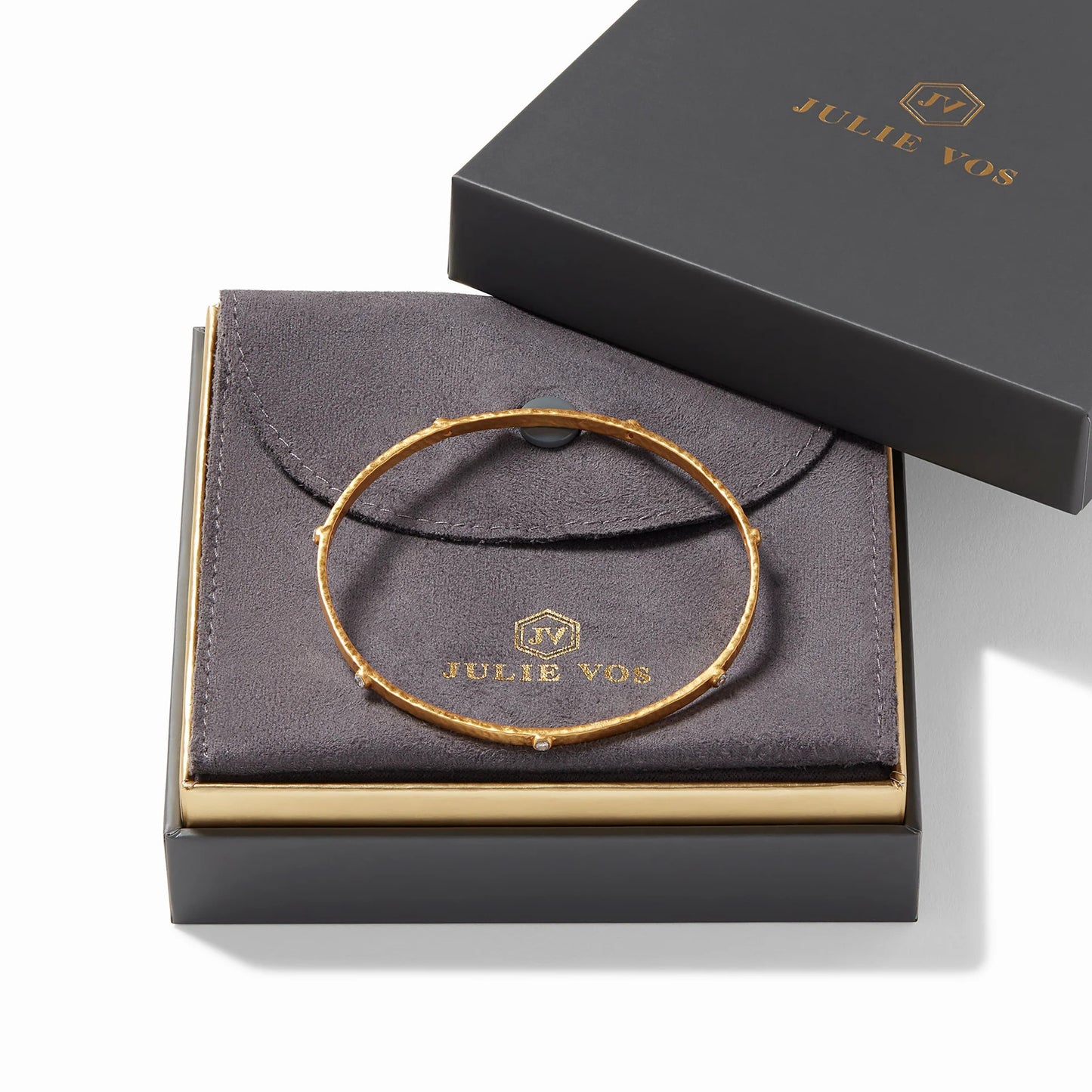 Crescent Gold Bangle Bracelet | Cubic Zirconia Medium