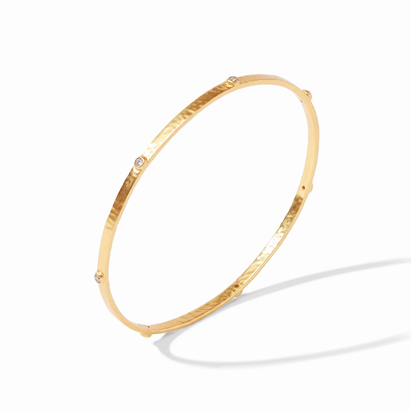 Crescent Gold Bangle Bracelet | Cubic Zirconia Medium