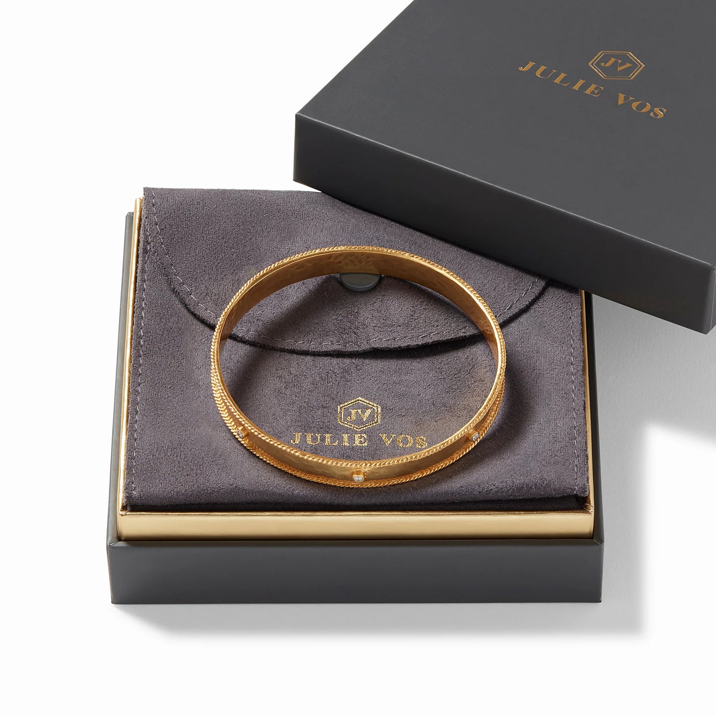 Savoy Gold Bangle Bracelet | Pearl Medium