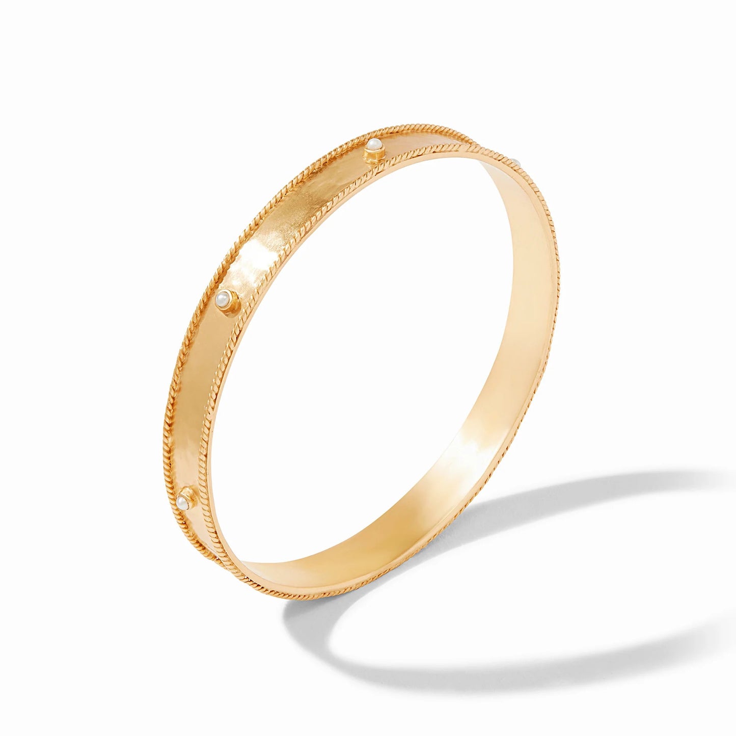 Savoy Gold Bangle Bracelet | Pearl Medium