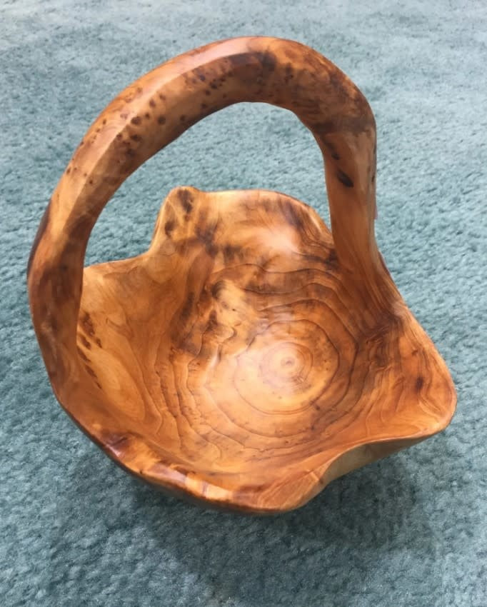 Root Wood Live Edge Handled Basket | Small