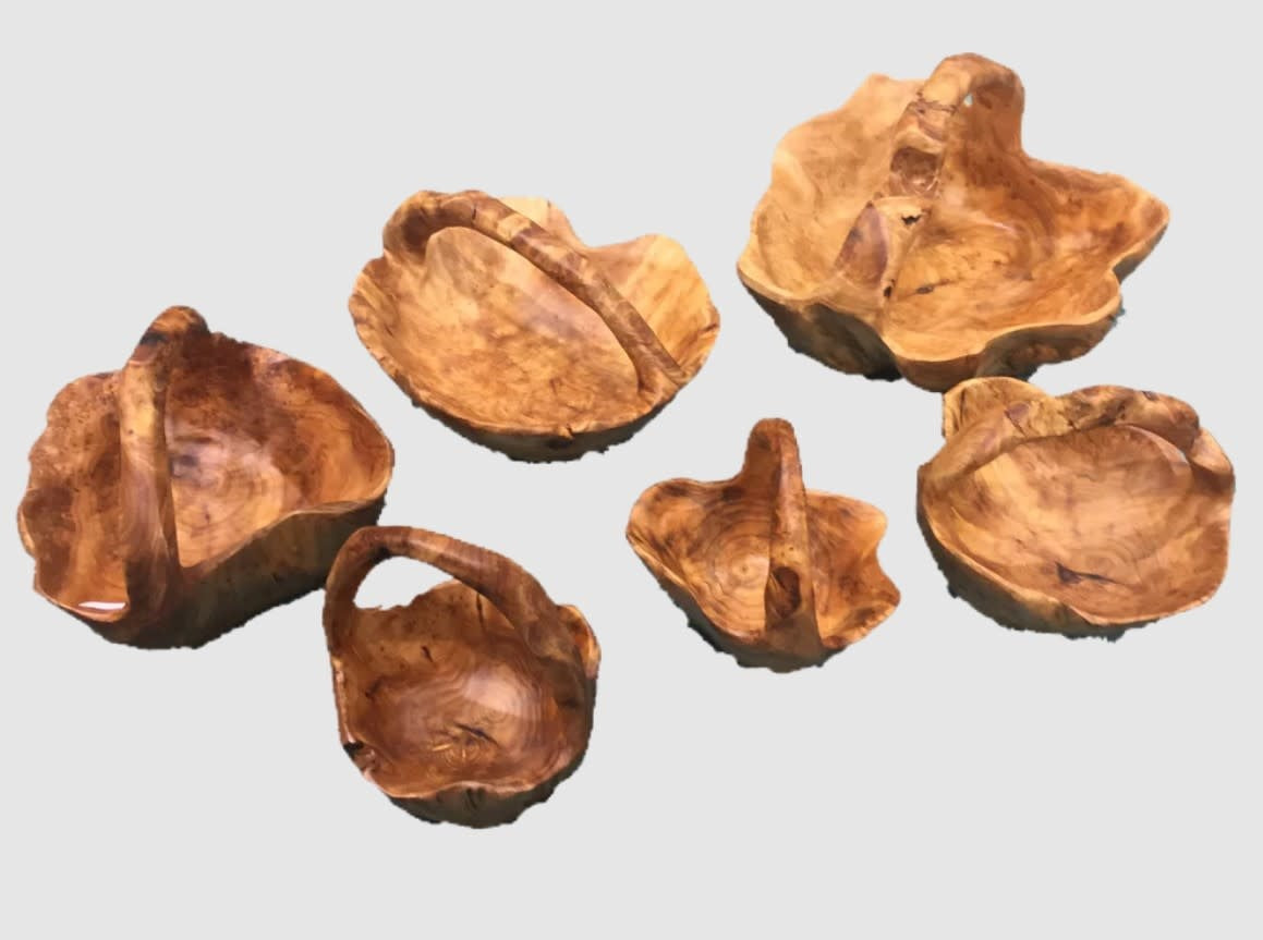 Root Wood Live Edge Handled Basket | Small
