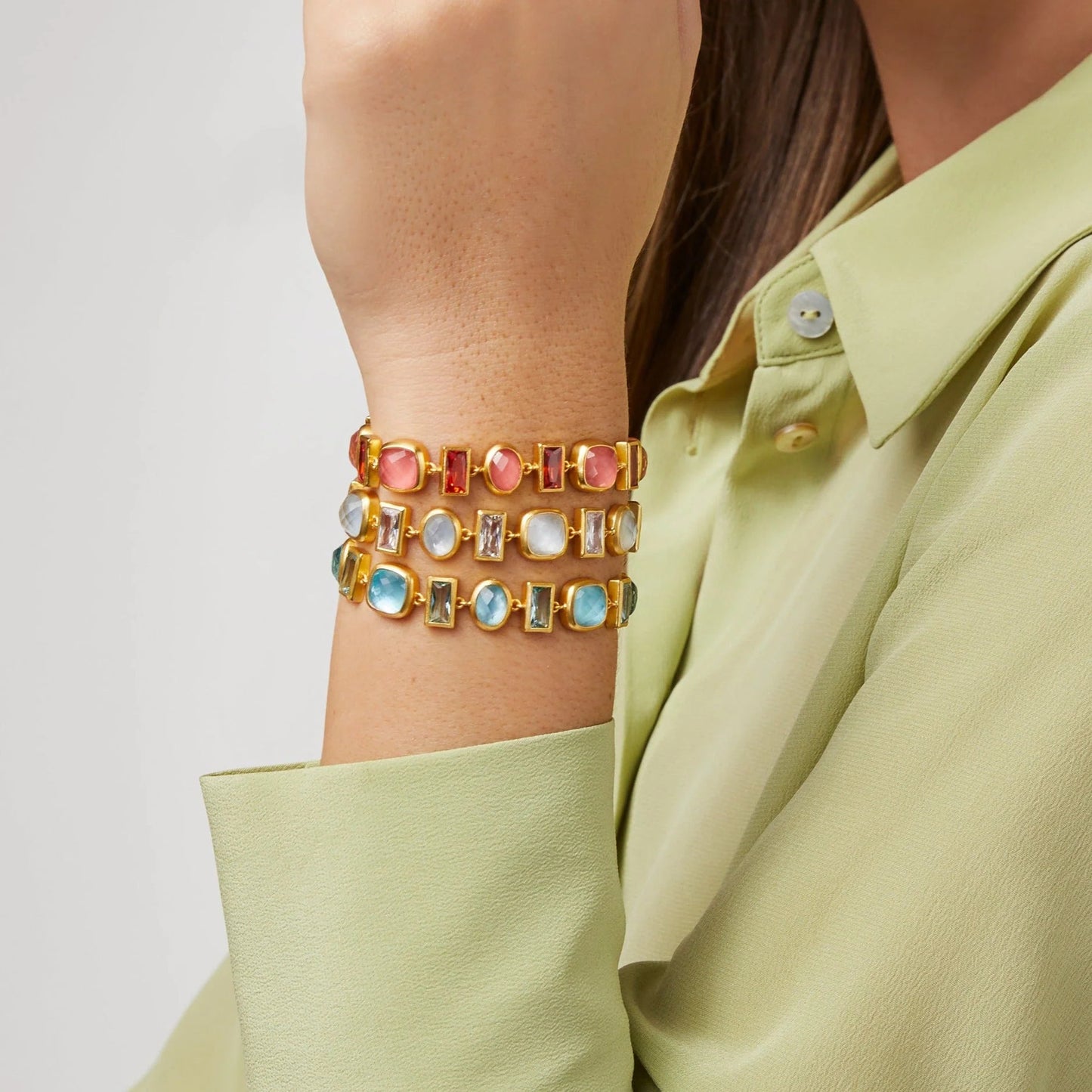 Antonia Gold Tennis Bracelet | Iridescent Clear Crystal
