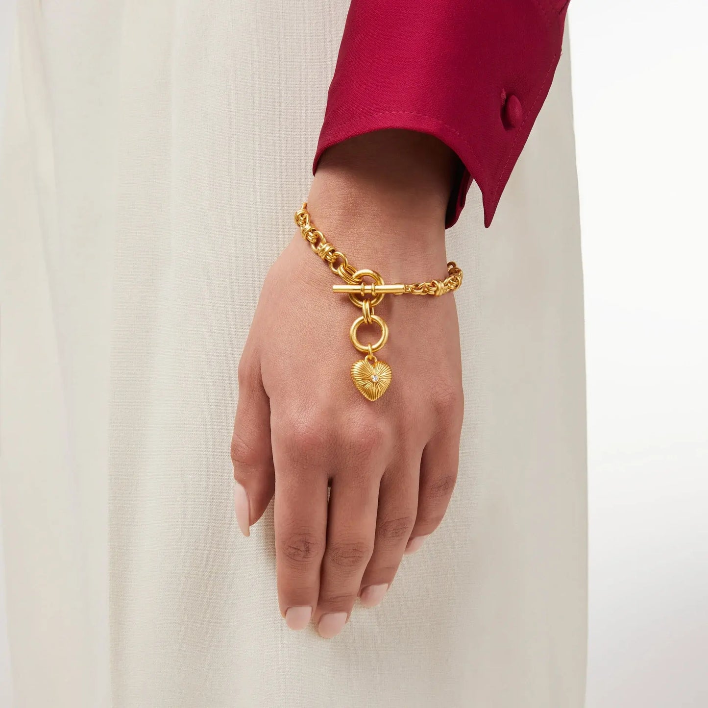 Vintage Inspired Esme Gold Heart Bracelet | Cubic Zirconia 7.5in+