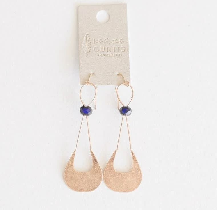 Blake Matte Gold Dark Blue Stone Earrings | 2in