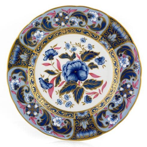 Royal Crown Derby Imari Accent Plate | 8in Blue Camellias