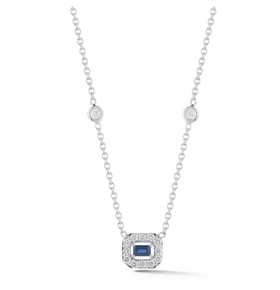 Petite Blue Sapphire Art Deco Necklace