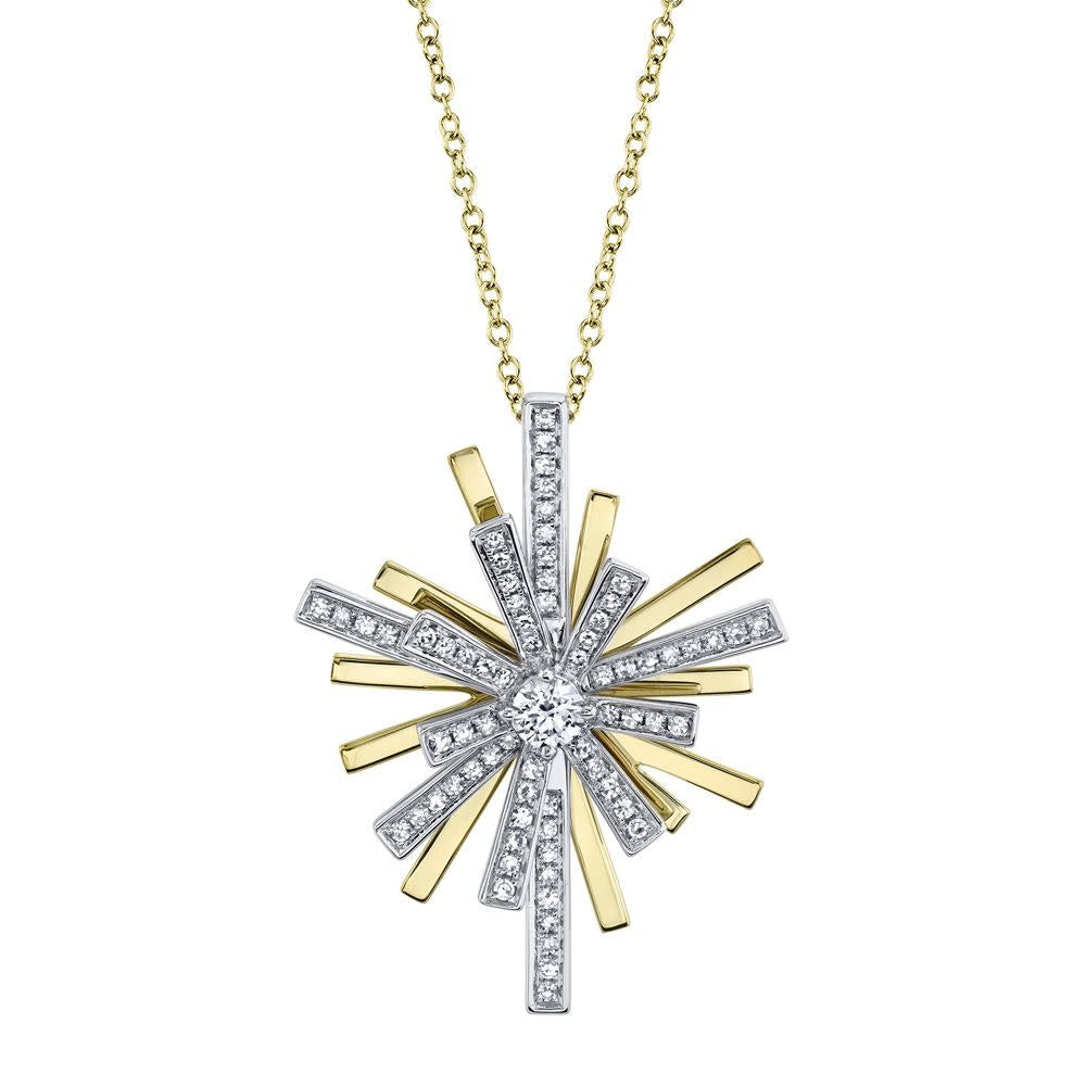 0.33Ct 14K2T YG Diamond Starburst Necklace