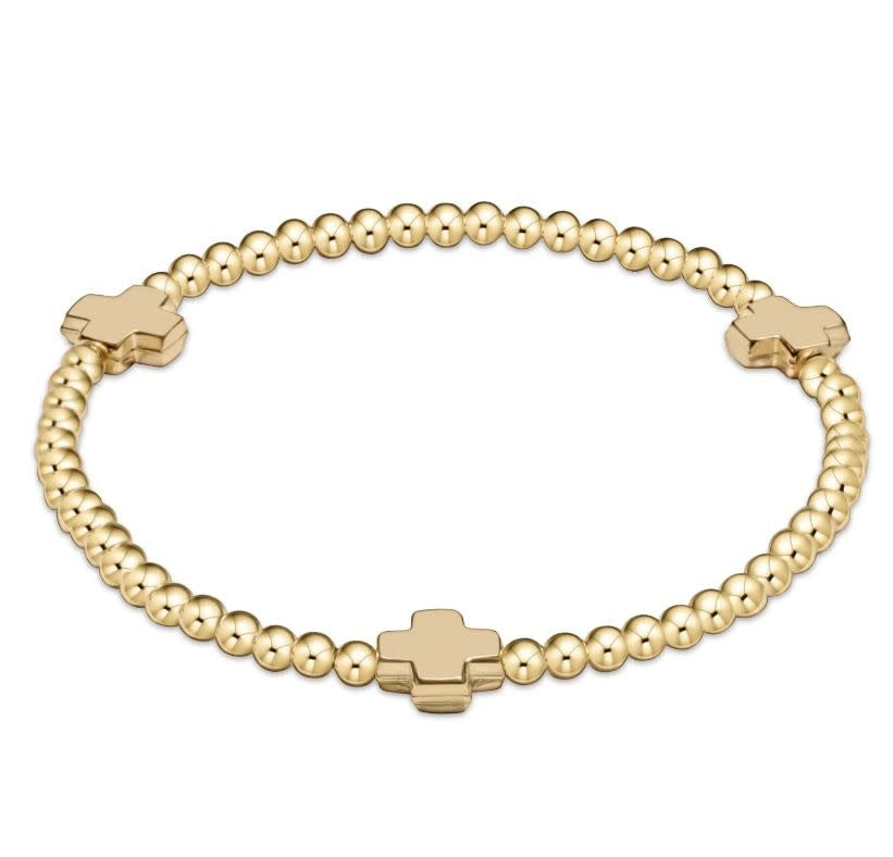 eNewton Signature Cross 3mm Bead Bracelet