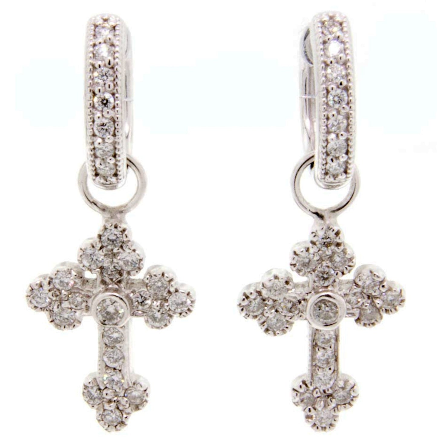 Guinevere Diamond Cross Earring Charms | 0.38c 18k White Gold