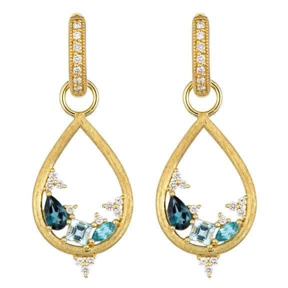 Provence Open Teardrop London Blue Topaz + Diamond Earring Charms | 18k YG